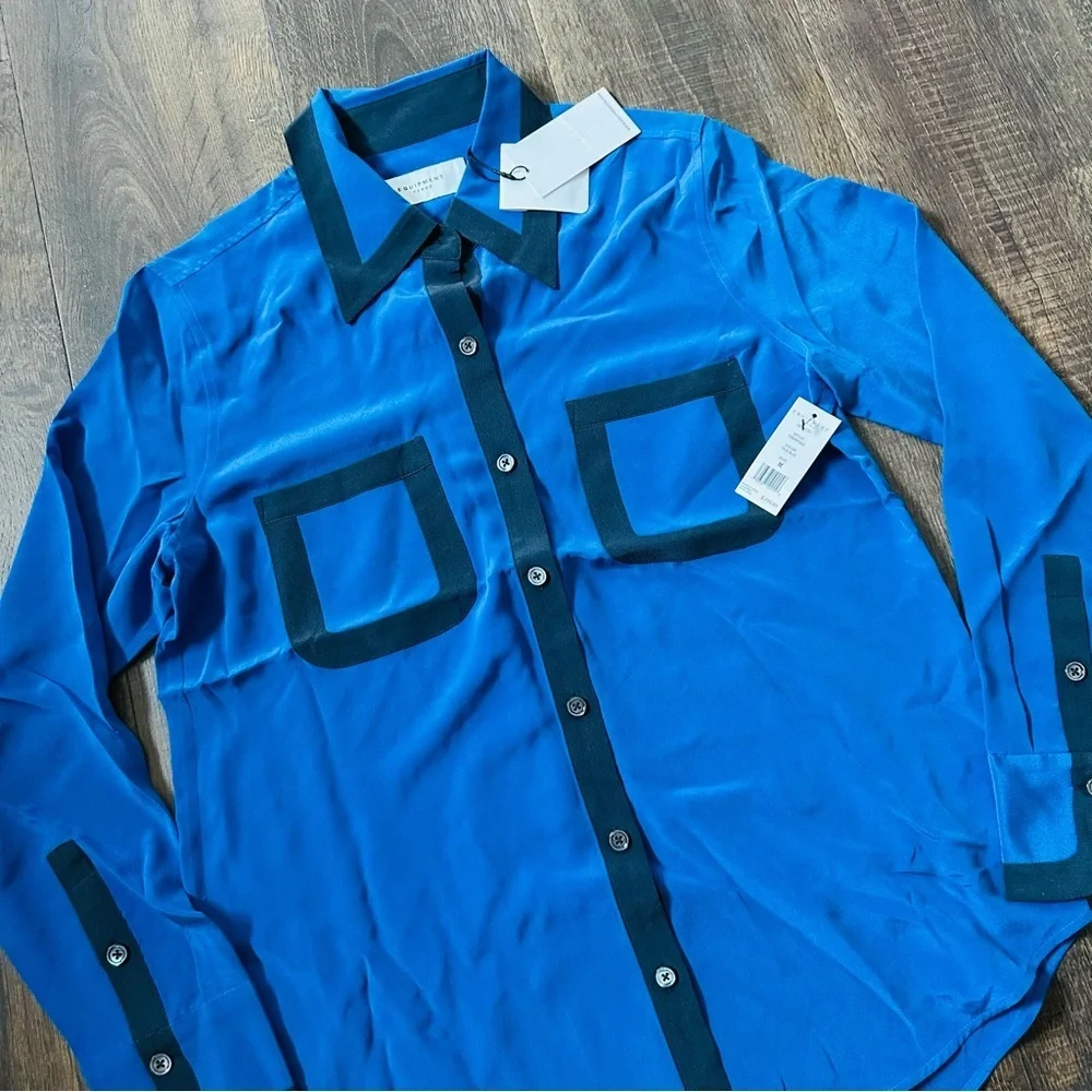 Equipment Leoncel Two Tone Silk Shirt | NWT | Medium - Picture 4 of 6